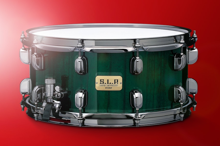 S.L.P. Bubinga/Maple Malachite Green Zebrawood Snare